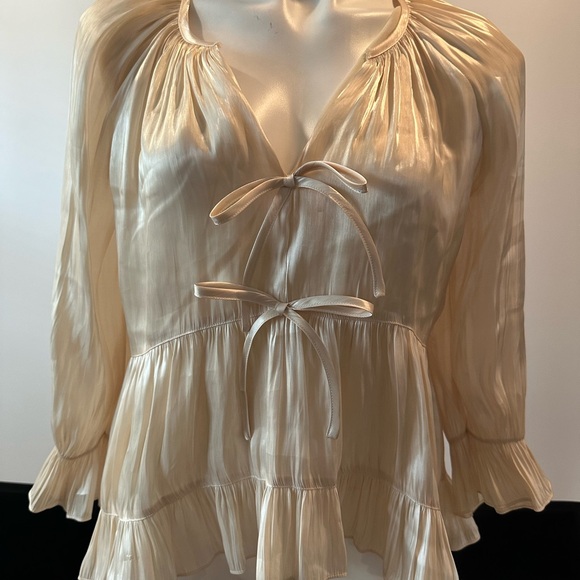 CINQ À SEPT
Chrystie Ruffle Satin Top - Picture 6 of 9